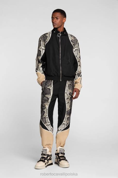 odzież elegancki 6D0R921 mężczyźni Roberto Cavalli Kurtka bomber z nadrukiem Pythona i Ocelota