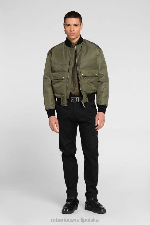 odzież elegancki 6D0R926 mężczyźni Roberto Cavalli Kurtka bomber z aplikacją ze sloganem