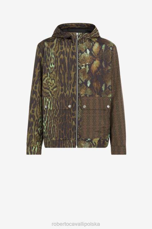 odzież elegancki 6D0R932 mężczyźni Roberto Cavalli Płaszcz w patchworkowy print