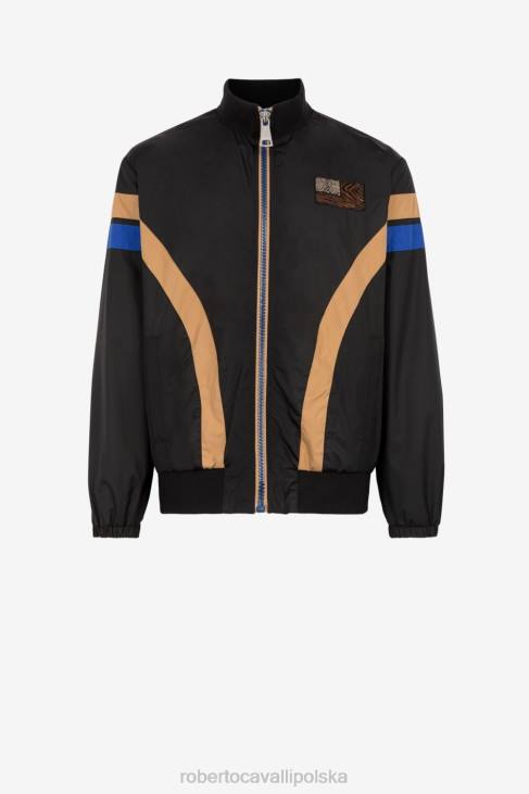 odzież gorący 6D0R850 mężczyźni Roberto Cavalli haftowana kurtka bomber z flagą