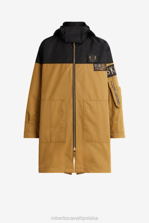 odzież gorący 6D0R940 mężczyźni Roberto Cavalli Parka z blokami kolorów zębów tygrysa