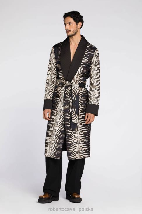 odzież gorący 6D0R940 mężczyźni Roberto Cavalli Parka z blokami kolorów zębów tygrysa