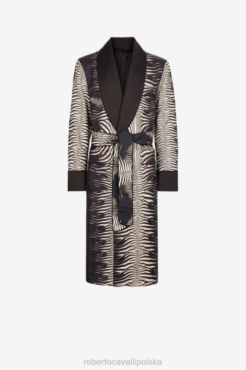 odzież kość słoniowa/wielokolorowy oro 6D0R941 mężczyźni Roberto Cavalli Jedwabna marynarka dla palących w zebrę