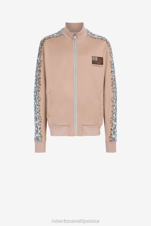 odzież moda 6D0R853 mężczyźni Roberto Cavalli Kurtka w paski w panterkę, zapinana na zamek