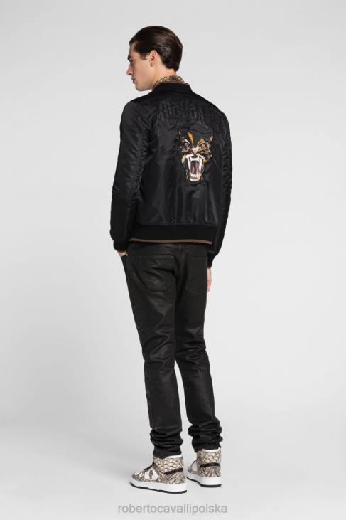 odzież moda 6D0R905 mężczyźni Roberto Cavalli Kurtka wojskowa w zwierzęcy print