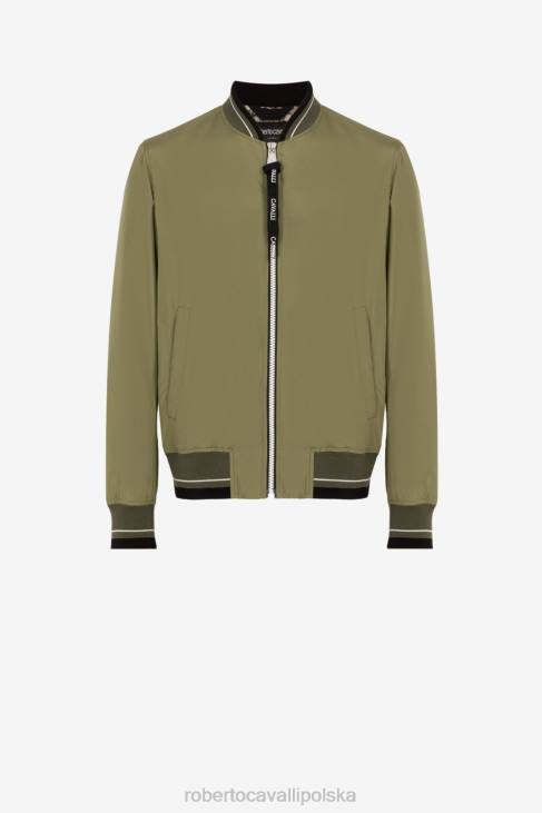 odzież moda 6D0R907 mężczyźni Roberto Cavalli Kurtka bomber z logo i zamkiem błyskawicznym