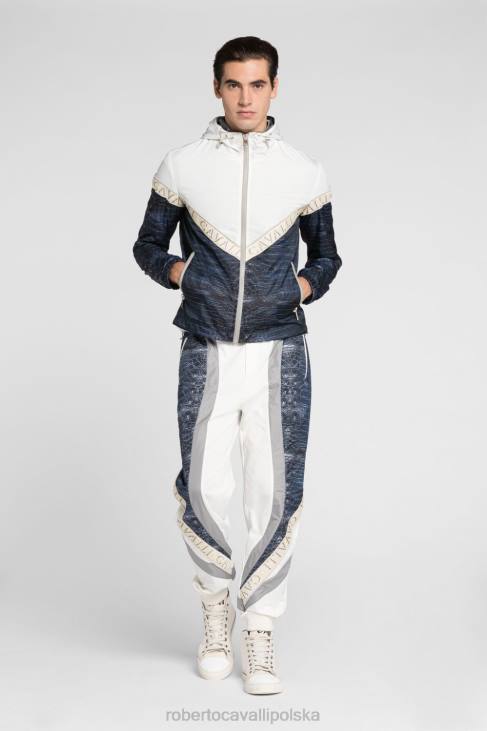 odzież moda 6D0R909 mężczyźni Roberto Cavalli Kurtka dżinsowa z nadrukiem logo