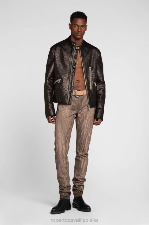 odzież moda 6D0R912 mężczyźni Roberto Cavalli Kurtka bomber ze skóry tygrysiego zęba