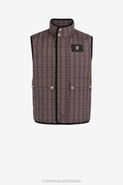 odzież moda 6D0R919 mężczyźni Roberto Cavalli Wyściełana kamizelka rc z nadrukiem monogramu