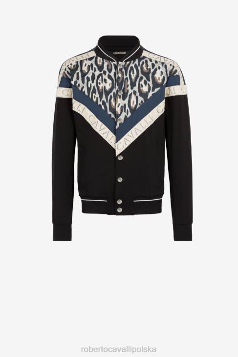 odzież wdzięczny 6D0R851 mężczyźni Roberto Cavalli Kurtka bomber w panterkę