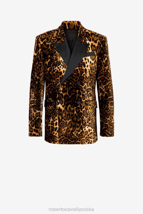 odzież 3609 6D0R1018 mężczyźni Roberto Cavalli Dwurzędowa marynarka w panterkę