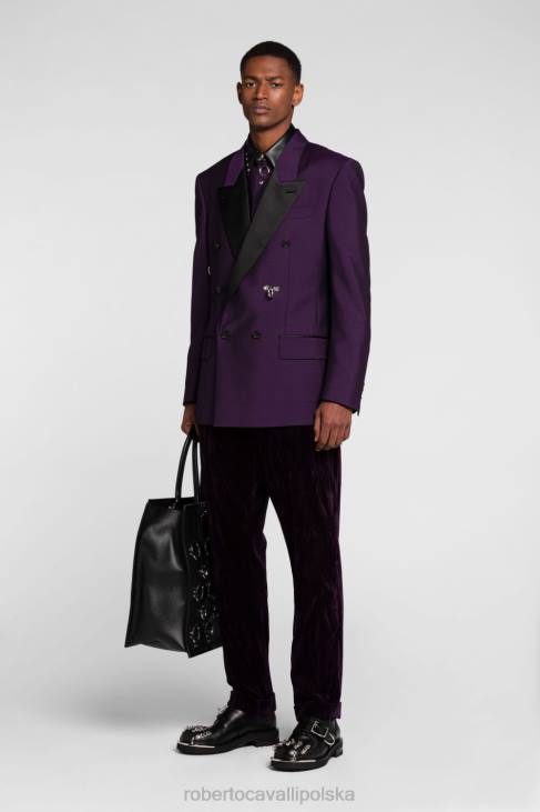 odzież ciemny fiolet/czarny 6D0R1029 mężczyźni Roberto Cavalli Dwurzędowa marynarka w zebrę