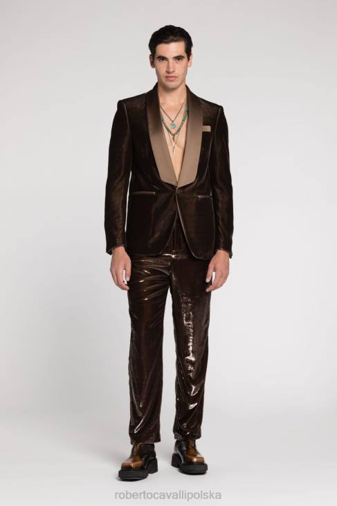 odzież czarny 6D0R1020 mężczyźni Roberto Cavalli Jedwabna marynarka w panterkę