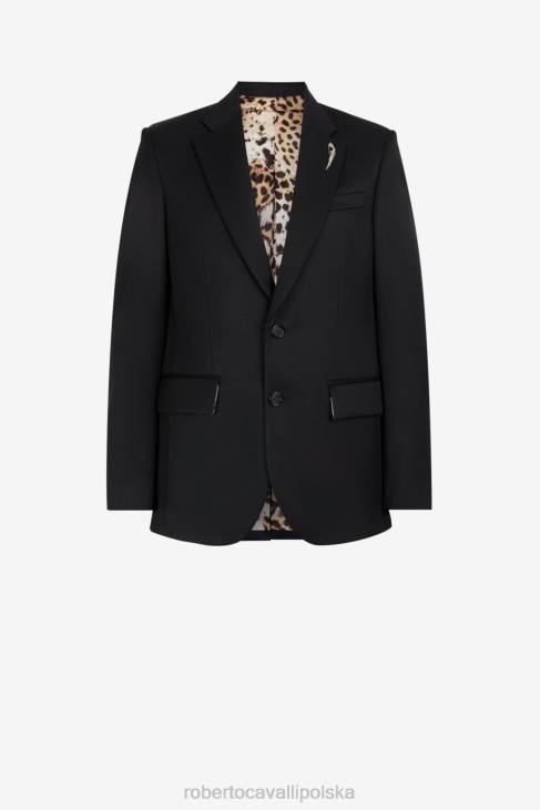 odzież czarny 6D0R1022 mężczyźni Roberto Cavalli Marynarka z wełny tygrysiej