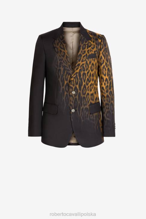 odzież elegancki 6D0R1028 mężczyźni Roberto Cavalli Dopasowana marynarka z motywem zwierzęcym