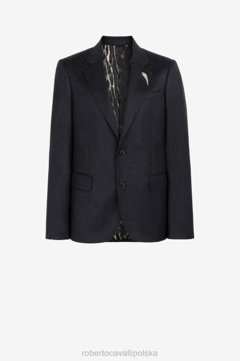 odzież elegancki 6D0R1033 mężczyźni Roberto Cavalli Jednorzędowa marynarka z zębami tygrysa