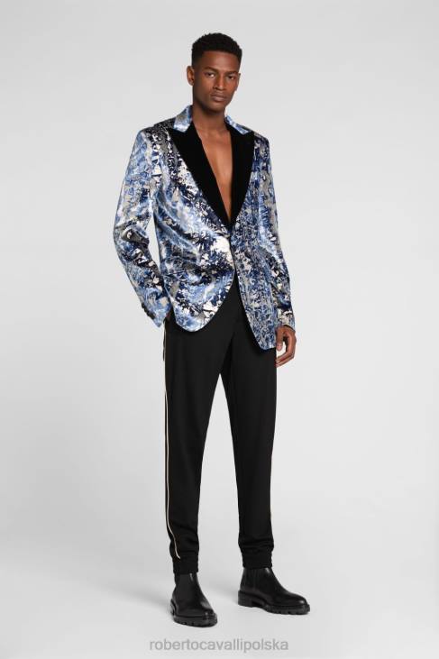 odzież elegancki 6D0R1033 mężczyźni Roberto Cavalli Jednorzędowa marynarka z zębami tygrysa