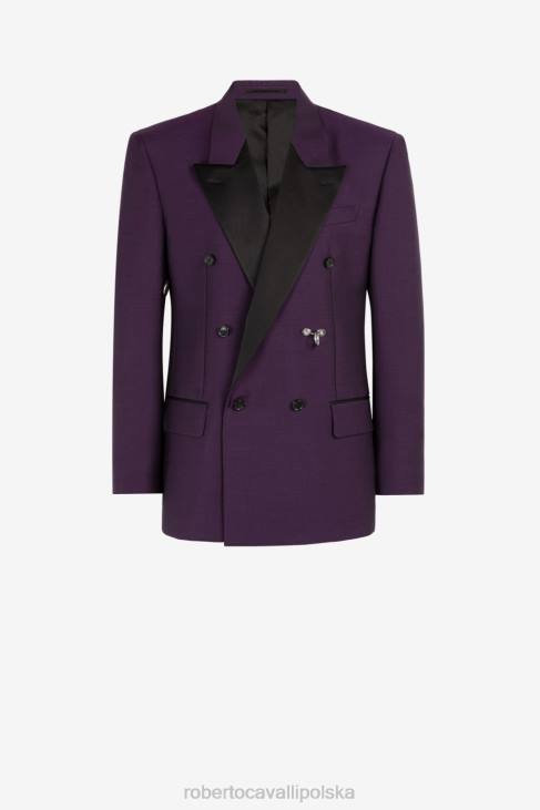 odzież głęboki fiolet 6D0R1030 mężczyźni Roberto Cavalli dwurzędowa marynarka