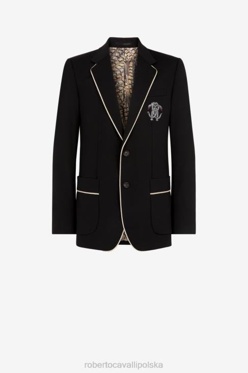 odzież moda 6D0R1023 mężczyźni Roberto Cavalli Jednorzędowa marynarka w kształcie lustrzanego węża