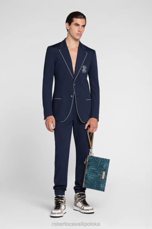 odzież moda 6D0R1023 mężczyźni Roberto Cavalli Jednorzędowa marynarka w kształcie lustrzanego węża