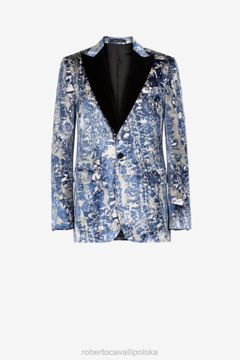 odzież moda 6D0R1034 mężczyźni Roberto Cavalli Żakardowa marynarka jednorzędowa w abstrakcyjny wzór