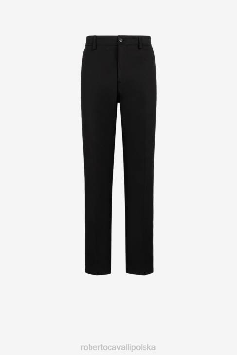 odzież czarny 6D0R989 mężczyźni Roberto Cavalli Lustrzane spodnie slim-fit w kształcie węża