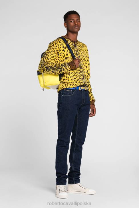odzież czarny 6D0R989 mężczyźni Roberto Cavalli Lustrzane spodnie slim-fit w kształcie węża