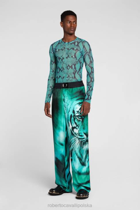 odzież elegancki 6D0R1004 mężczyźni Roberto Cavalli Bawełniane spodnie dresowe ze sloganami