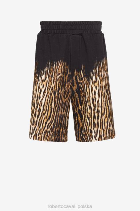 odzież elegancki 6D0R1014 mężczyźni Roberto Cavalli Bawełniane spodenki w wzór ocelotu