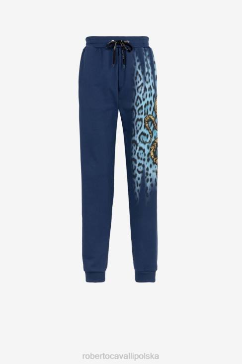 odzież elegancki 6D0R1016 mężczyźni Roberto Cavalli Bawełniane spodnie dresowe w zwierzęcy wzór