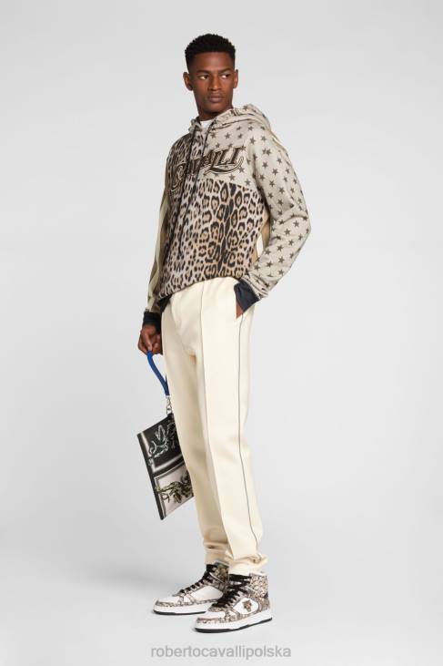 odzież elegancki 6D0R1016 mężczyźni Roberto Cavalli Bawełniane spodnie dresowe w zwierzęcy wzór