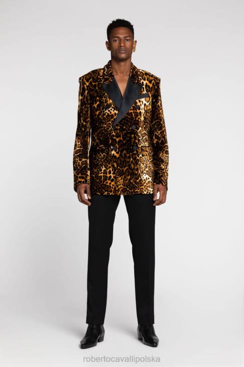 odzież elegancki 6D0R1017 mężczyźni Roberto Cavalli Lustrzane spodnie dresowe z haftowanym logo węża