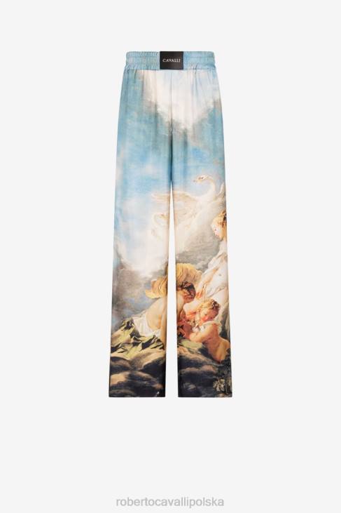 odzież elegancki 6D0R955 mężczyźni Roberto Cavalli Jedwabne spodnie z nadrukiem malarskim