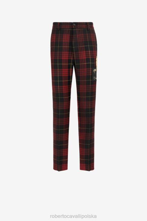 odzież gorący 6D0R1008 mężczyźni Roberto Cavalli Spodnie slim fit w kratę
