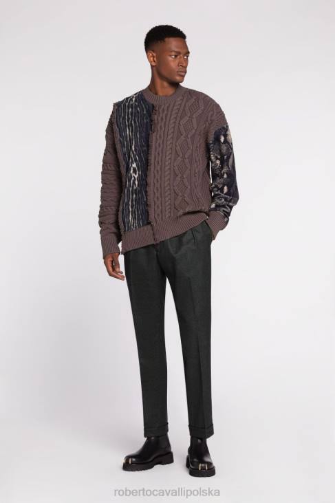 odzież gorący 6D0R1008 mężczyźni Roberto Cavalli Spodnie slim fit w kratę