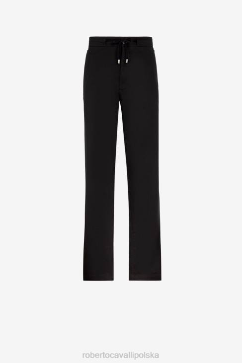 odzież moda 6D0R953 mężczyźni Roberto Cavalli bawełniane spodnie z haftowanym logo
