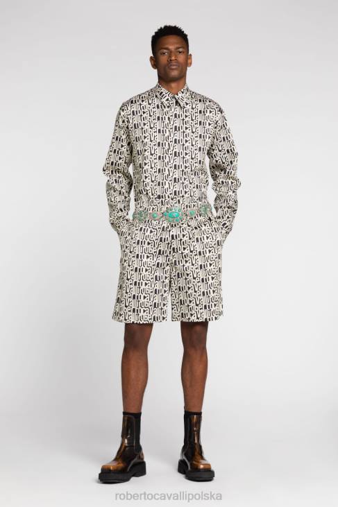 odzież moda 6D0R953 mężczyźni Roberto Cavalli bawełniane spodnie z haftowanym logo