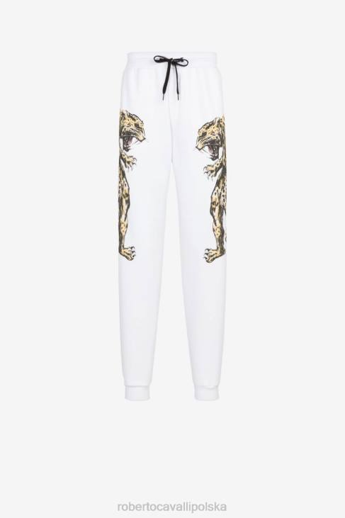 odzież moda 6D0R977 mężczyźni Roberto Cavalli Bawełniane spodnie dresowe z nadrukiem jaguara