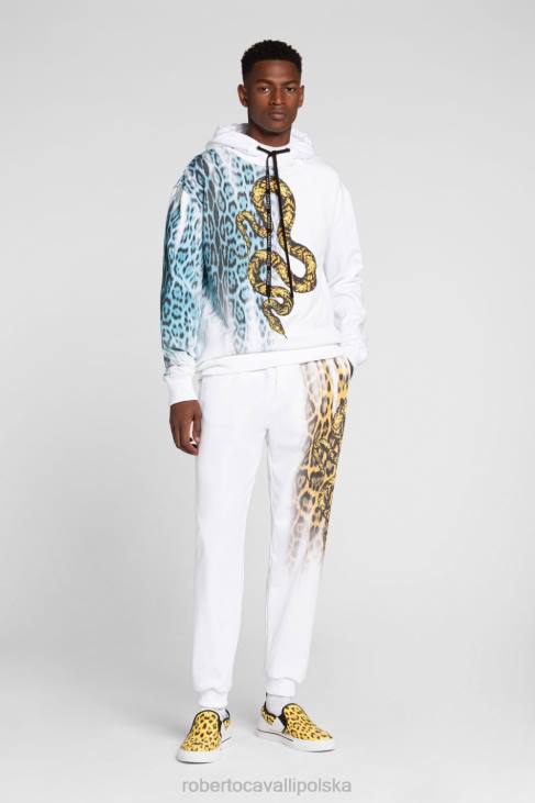 odzież moda 6D0R977 mężczyźni Roberto Cavalli Bawełniane spodnie dresowe z nadrukiem jaguara